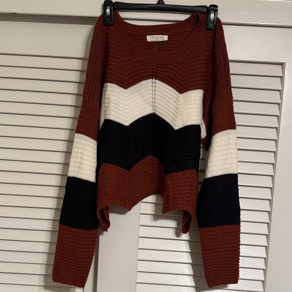 Chic Colorblock Sweater in Brown, Black, and Cream - Picture 3 of 4
